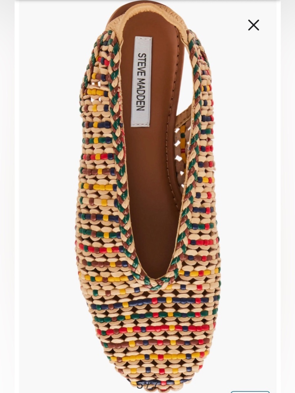 Steve Madden Rumi Slingback Flats Womens 7 Multicolor Woven Leather - Picture 3 of 9